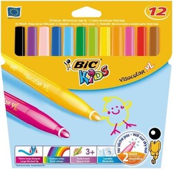Bic Eco Vısa Yıkanabilir Jumbo Keçeli Boya Kalemi 12 Renk - Bic