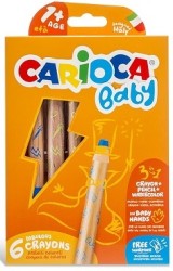 Carioca 3 in 1 Jumbo Bebek Ahşap Gövdeli Boya Kalemi 6'lı - Carioca
