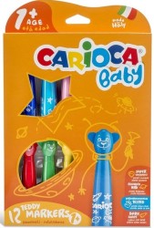 Carioca Teddy Jumbo Bebek Süper Yıkanabilir Keçeli Boya Kalemi 12'li - Carioca