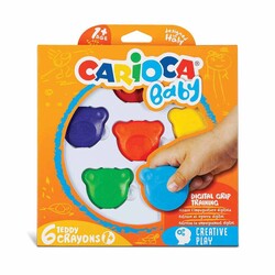 Carioca Teddy Şekilli Mum Boya 6 lı - Carioca