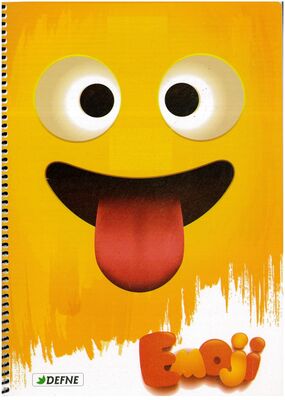 Defne Emoji A-4 PP Kapak Helozon Spiralli Kareli 60 yp.Defter - 1
