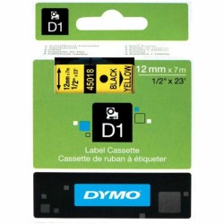 Dymo D1 Yedek Şerit 12 mm. x 7 mt. Sarı/Siyah (45018) - 5 li pk. - Dymo