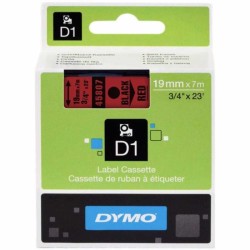 Dymo D1 Yedek Şerit 19 mm. x 7 mt. Kırmızı/Siyah (45807) - 5 li pk. - Dymo
