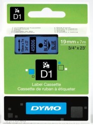 Dymo D1 Yedek Şerit 19 mm. x 7 mt. Mavi/Siyah (45806) - 5 li pk. - Dymo