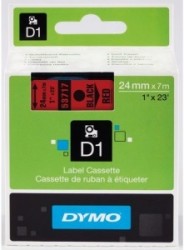Dymo D1 Yedek Şerit 24 mm. x 7 mt. Kırmızı/Siyah (53717) - 5 li pk. - Dymo