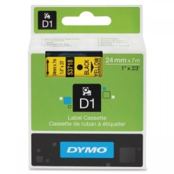 Dymo D1 Yedek Şerit 24 mm. x 7 mt. Sarı/Siyah (53718) - 5 li pk. - Dymo