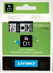 Dymo D1 Yedek Şerit 24 mm. x 7 mt. Şeffaf/Siyah (53710) - 5 li pk. - Dymo