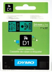 Dymo D1 Yedek Şerit 24 mm. x 7 mt. Yeşil/Siyah (53719) - 5 li pk. - Dymo