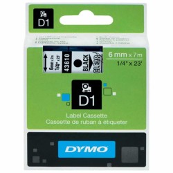 Dymo D1 Yedek Şerit 6 mm. x 7 mt. Şeffaf/Siyah (43610) - 5 li pk. - Dymo