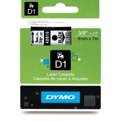 Dymo D1 Yedek Şerit 9 mm. x 7 mt. Şeffaf/Siyah (40910) - 5 li pk. - Dymo