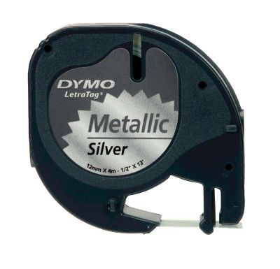 Dymo Letratag Metalik Şerit 12 mm. x 4 mt. Gri (59429) - 1
