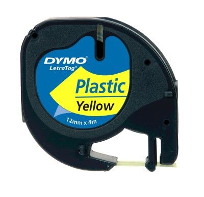 Dymo LetraTag Plastik Şerit 12 mm. x 4 mt.Sarı (59423) - 1