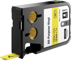 Dymo XTL Çok Amaçlı Vinil 12 mmx7 m Sarı/Siyah - Dymo