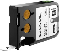 Dymo XTL Esnek Naylon Kablo Etiketi 12 mmx5.5 m Beyaz/Siyah - Dymo