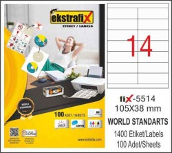 Ekstrafix Laser Etiket 105x38 mm - Ekstrafix