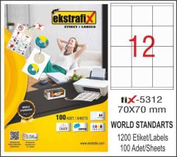 Ekstrafix Laser Etiket 70x70 mm - Ekstrafix
