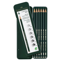 Faber-Castell 9000 Dereceli 6'lı Metal Kutu (HB,B,2B,4B,6B,8B) - Faber Castell