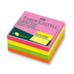 Faber-Castell Yapışkan Notluk 50x50mm Karışık Fosforlu Renkli Mini Küp - Faber Castell
