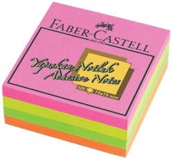 Faber-Castell Yapışkan Notluk 75x75mm Karışık Fosforlu Renkli Küp - Faber Castell