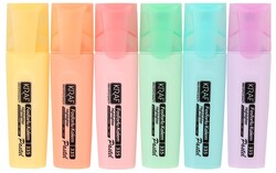 Kraf Fosforlu Kalem Pastel Renk 6 lı - Kraf