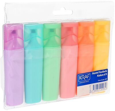 Kraf Fosforlu Kalem Pastel Renk 6 lı - 3