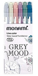Monami Live Color Çizim Kalemi 6'lı Grey Mood Seti (Bullet Journal Kalemi) - Monami