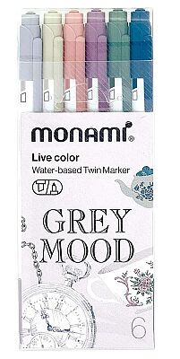 Monami Live Color Çizim Kalemi 6'lı Grey Mood Seti (Bullet Journal Kalemi) - 1