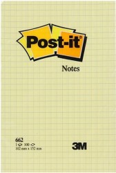 Post-it® 662 Not Kağıdı Kareli Sarı 102x152mm - Post-it