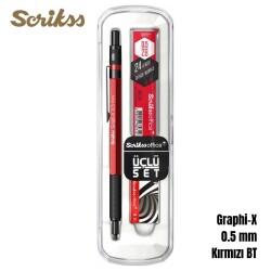 Scrikss Versatil Graph-X 0.5mm Kırmızı 3’lü Set - Scrikss