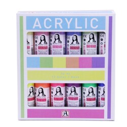 Südor Monalisa Akrilik Boya Seti 12 Renk x 70 ml (Chalk + Neon) - Südor