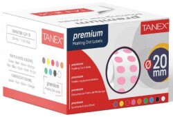 Tanex 20mm Pembe Nokta Etiketi 2500’lü (Tekli Kutu) - Tanex