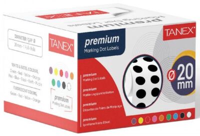 Tanex 20mm Siyah Nokta Etiketi 2500’lü (Tekli Kutu) - 1