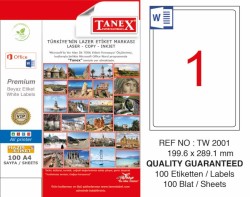 Tanex Laser Etiket 199,6x289,1mm - Tanex