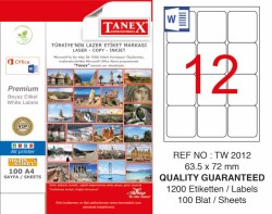 Tanex Laser Etiket 63.5x72mm - Tanex