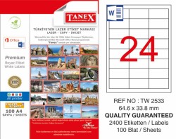 Tanex Laser Etiket 64.6x33.8mm - Tanex