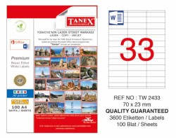 Tanex Laser Etiket 70x23mm - Tanex
