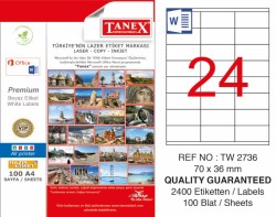 Tanex Laser Etiket 70x36mm - Tanex