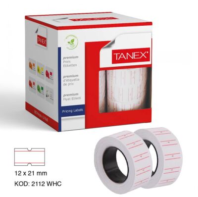 Tanex Motex Fiyat Etiketi Çizgili Beyaz 12 mm x 21 mm 24'lü - 1