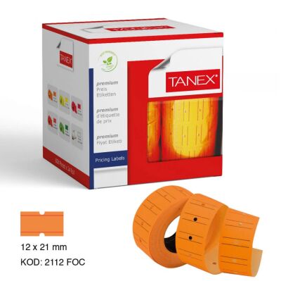 Tanex Motex Fiyat Etiketi Çizgili Fosforlu Turuncu 12 mm x 21 mm 24'lü - 1