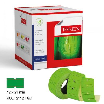Tanex Motex Fiyat Etiketi Çizgili Fosforlu Yeşil 12 mm x 21 mm 24'lü - 1