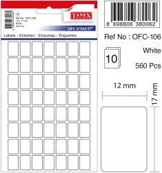 Tanex Ofis Etiketi 12x17mm Beyaz - Tanex