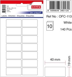 Tanex Ofis Etiketi 19x40mm Beyaz - Tanex