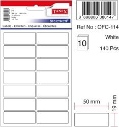 Tanex Ofis Etiketi 19x50mm Beyaz - Tanex