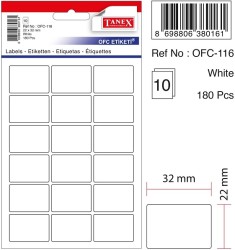 Tanex Ofis Etiketi 22x32mm Beyaz - Tanex