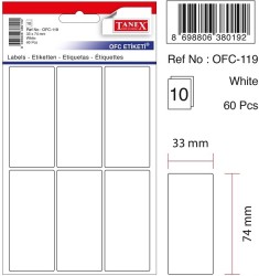Tanex Ofis Etiketi 33x74mm Beyaz - Tanex