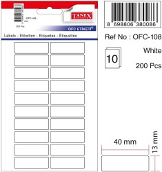 Tanex Ofis Etiketi 40x13mm Beyaz - Tanex