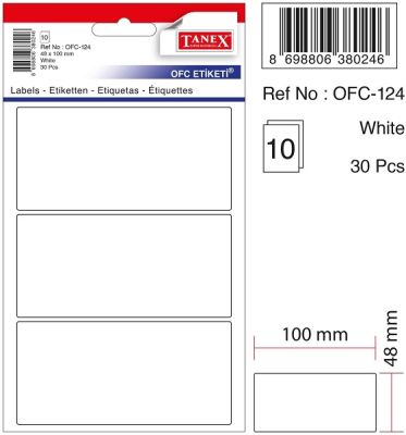 Tanex Ofis Etiketi 48x100mm Beyaz - 1