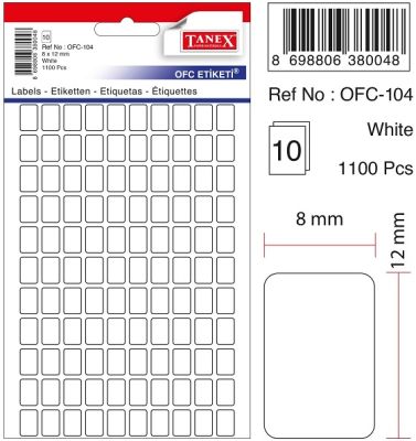 Tanex Ofis Etiketi 8x12mm Beyaz - 1