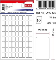 Tanex Ofis Etiketi 9.5x16mm Beyaz - Tanex