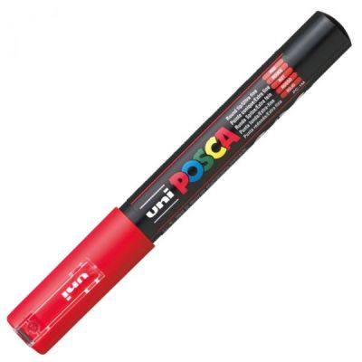 Uni PC-1M Posca Renkli Poster Markörü (0.7 mm) Kırmızı - 1